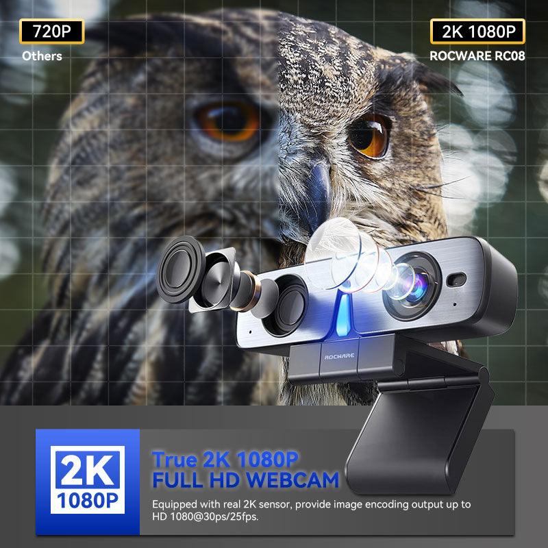 Webcam tout-en-un RC08 1080p avec haut-parleur et micro