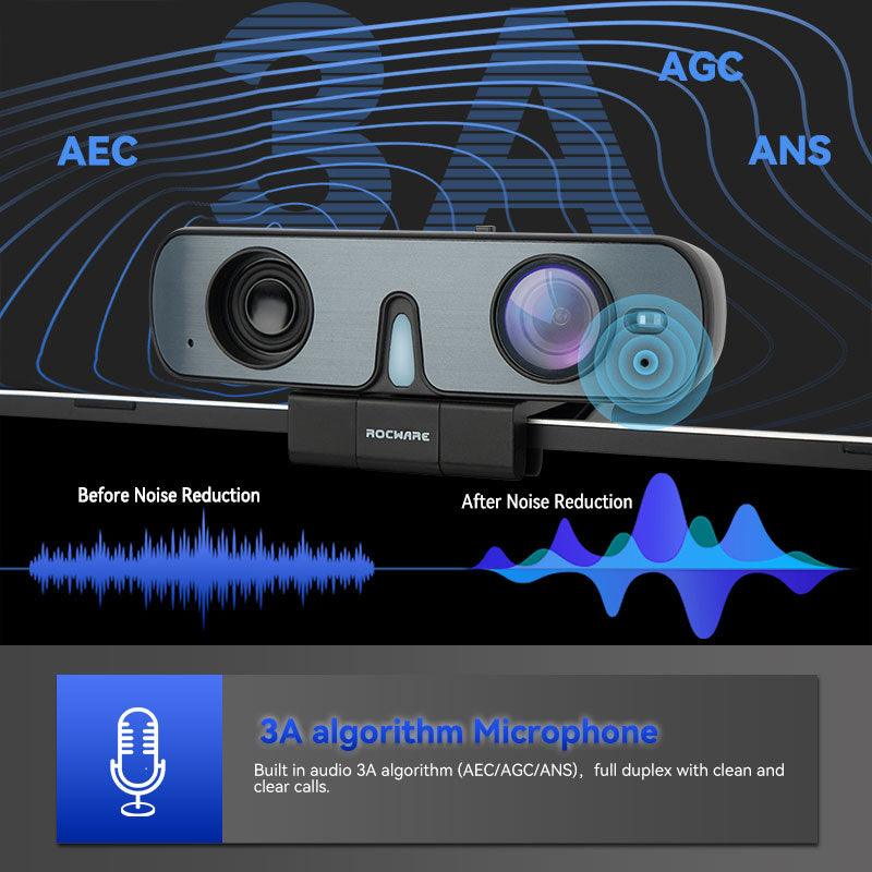 Webcam tout-en-un RC08 1080p avec haut-parleur et micro